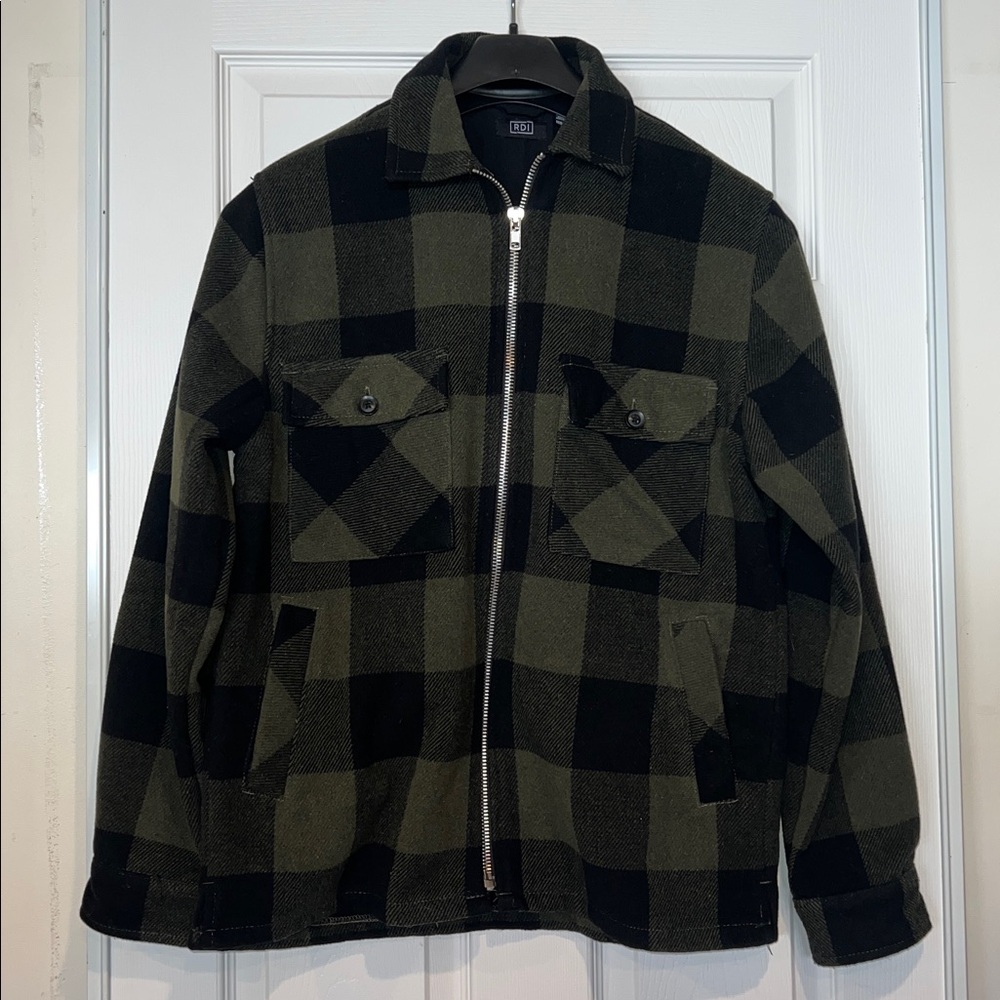 RDI Black and Green Plaid Shirt Jacket